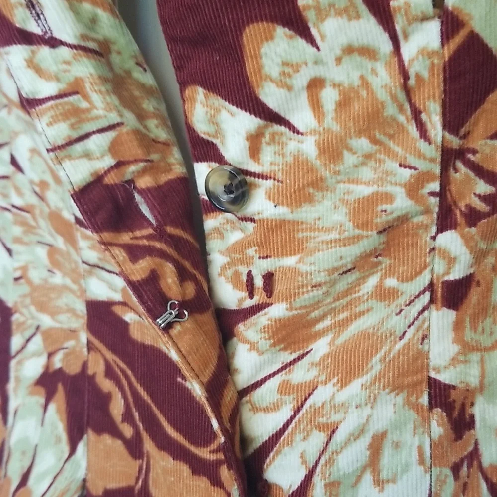 Free People Shasta Print Corduroy Shortsleeve Jumpsuit Floral Back Out Cutout - Picture 7 of 17